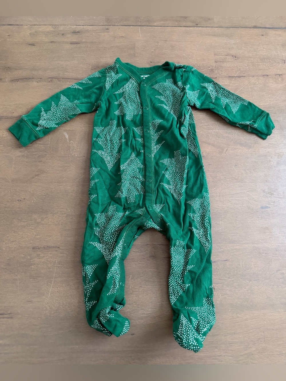 Carters Green Star Print Footed Baby One-Piece Sleeper
